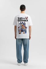 One Pieace Luffy Gear 5 Graphic Printed Oversized Drop Shoulder Sleeves T shirt