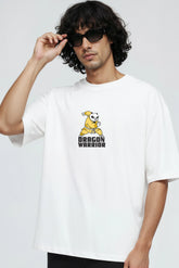 Dragon Warrior Design Graphic Printed Oversized Drop Shoulder Sleeves T shirt