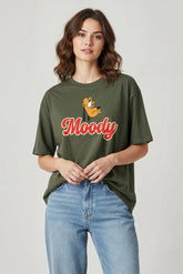 Moody Pluto Graphic Printed Oversized Drop Shoulder Sleeves T shirt