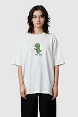 Bodic Creative Tea-Rex Design Graphic Printed Oversized Drop Shoulder Sleeves T shirt