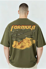 Formula1 Design1 Graphic Printed Oversized Drop Shoulder Sleeves T-shirt