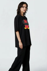 Minnie Mouse Design Oversized Black Tshirt