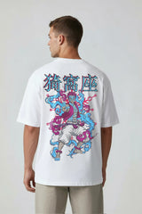 Demon Slayer Akaza Design Graphic Printed Oversized Drop Shoulder Sleeves T shirt