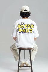 Introvert Design in Graffiti Graphic Printed Oversized Drop Shoulder Sleeves T shirt