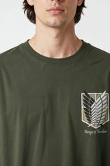 Attak of Titan Scout Regiment Design Graphic Printed Oversized Drop Shoulder Sleeves T shirt