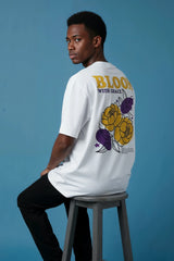 Bloom with Grace Floral Design Graphic Printed Oversized Drop Shoulder Sleeves Tshirt