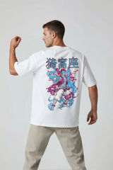 Demon Slayer Akaza Design Graphic Printed Oversized Drop Shoulder Sleeves T shirt