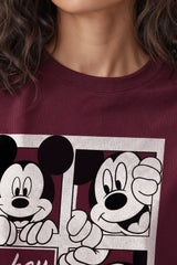 Micky Mouse Comic Design Graphic Printed Oversized Drop Shoulder Sleeves T-shirt