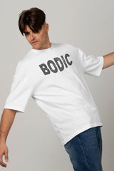 Bodic Break Through The Odinary Design Graphic Printed Oversized Drop Shoulder Sleeves T shirt