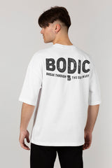 Bodic Break Through The Odinary Design Graphic Printed Oversized Drop Shoulder Sleeves T shirt