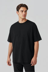 Bodic Solid Black& Burgundy Oversized Drop Shoulder Sleeves T-shirt