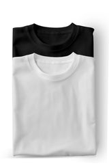 Bodic Solid Black& White Oversized Drop Shoulder Sleeves T shirt