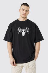 Bodic Men's Oversized T shirt with Venom Design Graphic Printed Oversized Drop Shoulder Sleeves T shirt