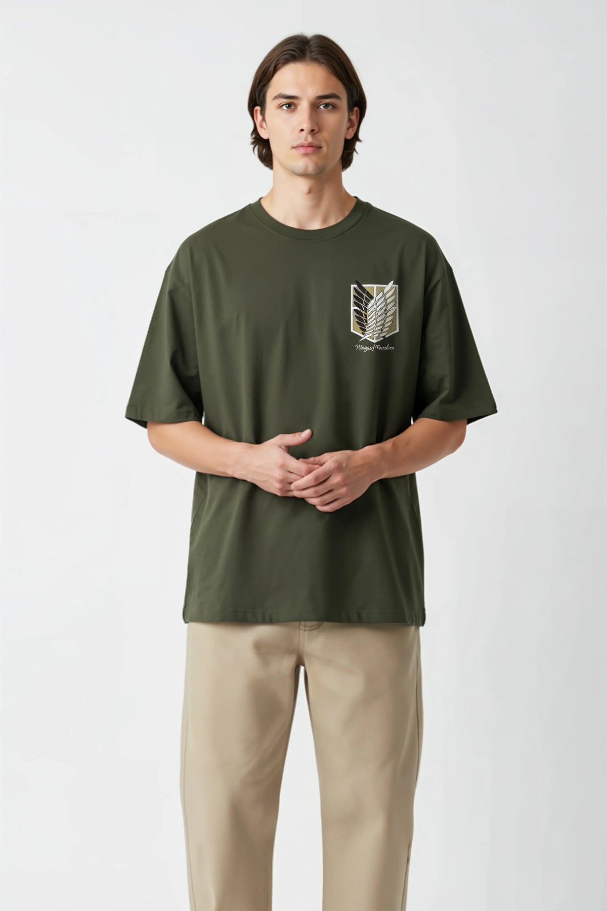 Attak of Titan Scout Regiment Design  Graphic Printed Oversized Drop Shoulder Sleeves T shirt