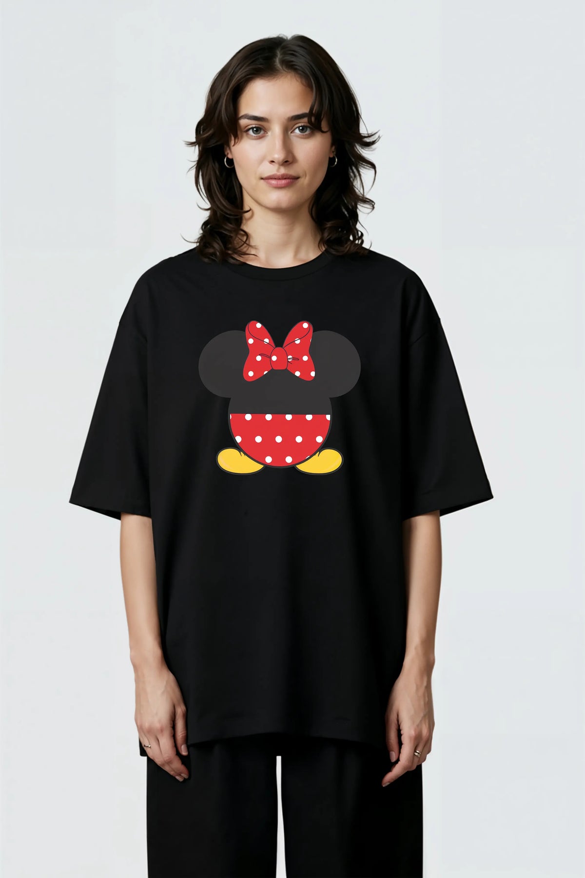 Minnie Mouse Design Oversized Black Tshirt