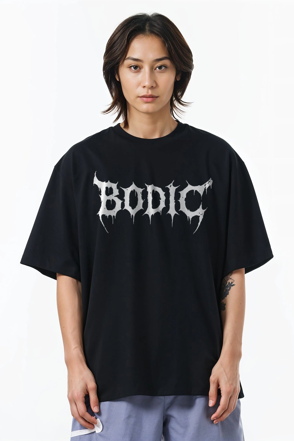 Bodic Design	Graphic Printed Oversized Drop Shoulder Sleeves T shirt