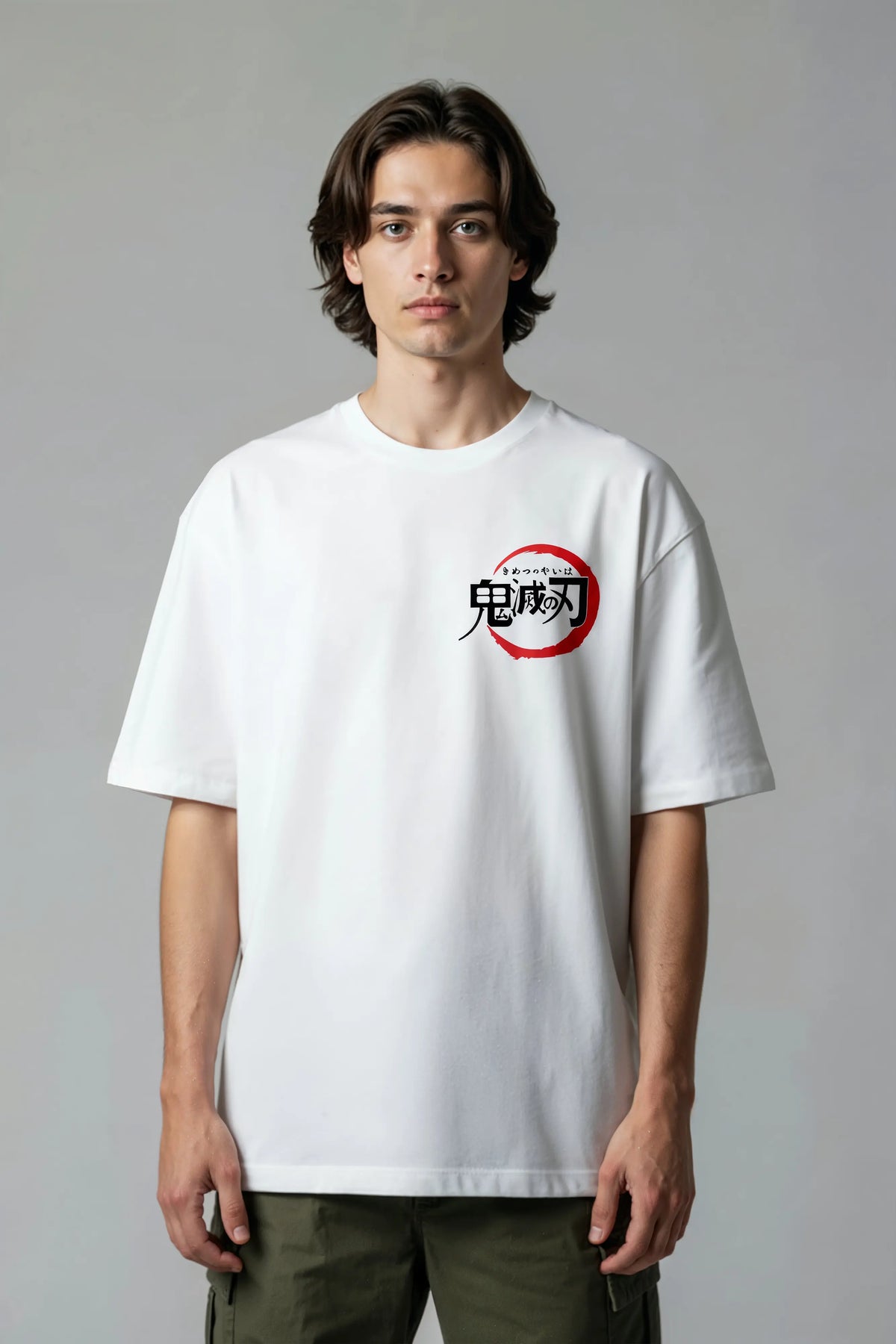 Demon Slayer AnimeDesign Graphic Printed Oversized Drop Shoulder Sleeves T shirt