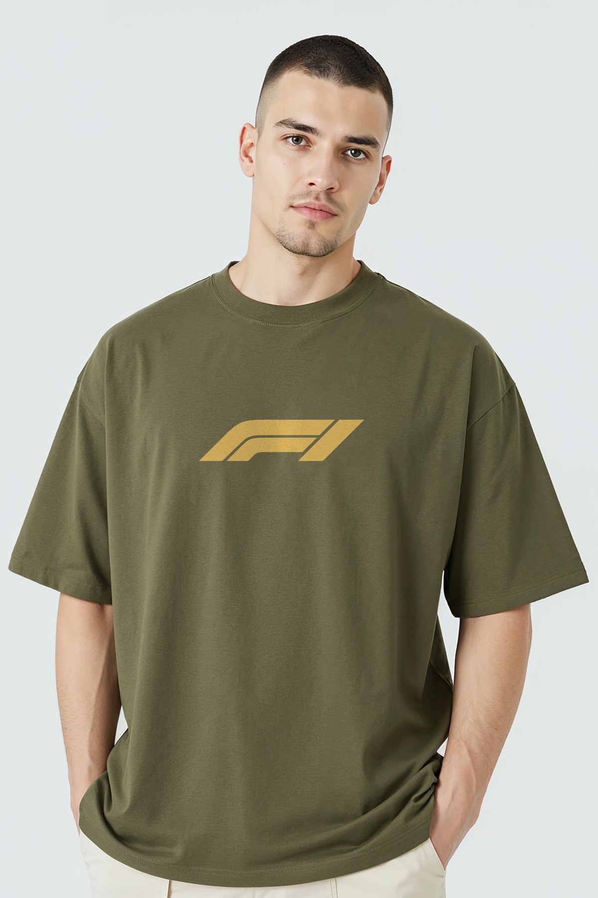Formula1 Design1 Graphic Printed Oversized Drop Shoulder Sleeves T-shirt
