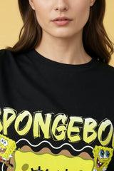 The Oversized SpongeBob Edition Graphic Printed Oversized Drop Shoulder Sleeves Pure Cotton Tshirt