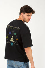 Five Elements Graphic Printed Oversized Drop Shoulder Sleeves T shirt