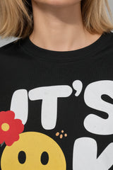 Black Oversized T shirt with Minimal Design Graphic Printed Oversized Drop Shoulder Sleeves T shirt