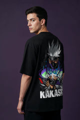 Kakashi The Copy Ninja Design 	Graphic Printed Oversized Drop Shoulder Sleeves Tshirt