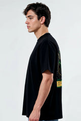 Bodic Men's iconic Bodic Panther Design in Graphic Printed Oversized Drop Shoulder Sleeves T shirt