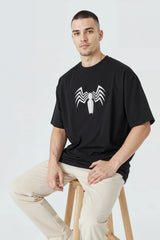 Bodic Men's Oversized T shirt with Venom Design Graphic Printed Oversized Drop Shoulder Sleeves T shirt