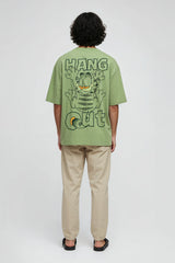 Garfield Cat Creative design (Hang out) Graphic Printed Oversized Drop Shoulder Sleeves T shirt