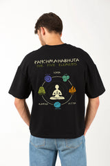 Five Elements Graphic Printed Oversized Drop Shoulder Sleeves T shirt