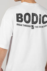 Bodic Break Through The Odinary Design Graphic Printed Oversized Drop Shoulder Sleeves T shirt