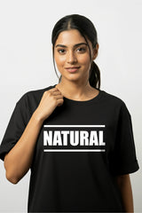 BODIC Womens Oversized fit Natural Printed Half Sleeve Oversize T-Shirts