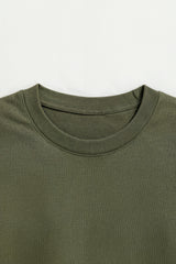 Bodic Solid Oliv Green & Burgundy Oversized Drop Shoulder Sleeves  T-shirt