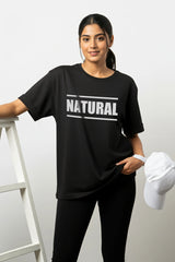 BODIC Womens Oversized fit Natural Printed Half Sleeve Oversize T-Shirts