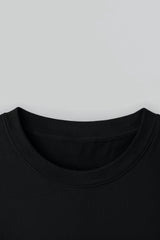 Bodic Solid Black& White Oversized Drop Shoulder Sleeves  T shirt